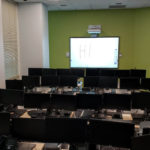 Corporate training room with a interactive Epson projector